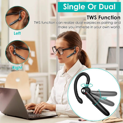 Unilateral V5.0 Wireless in-Ear Headset with Hook