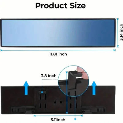 Universal 11.81 Inch Panoramic Convex Rearview Interior Clip-on Wide Angle Mirror