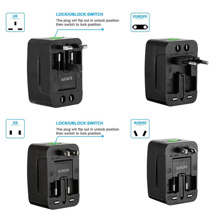 Universal Travel Adapter with 4 Interchangeable Plugs
