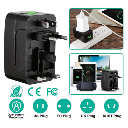Universal Travel Adapter with 4 Interchangeable Plugs