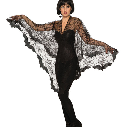 Black Lacey Bat Poncho Spiderweb Adult Pullover