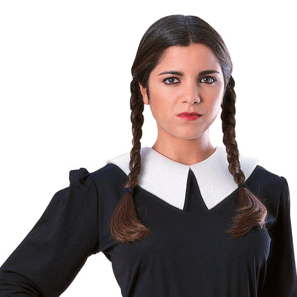 Wednesday Addams Black Pigtail Wig Costume Accessory