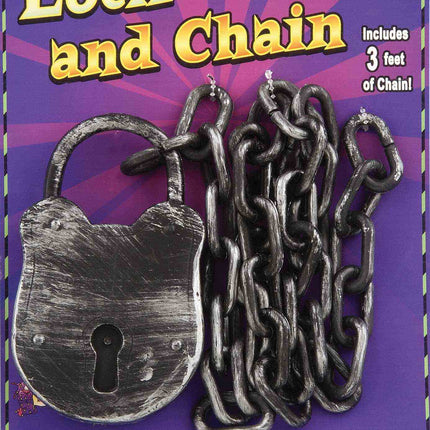 Realistic Lock and Chain Prisoner Convict Jailbird Accessory