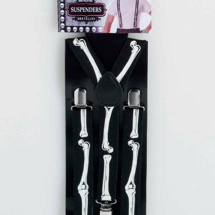 Black Bone Skeleton Print Suspenders