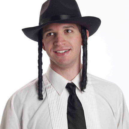 Rabbi Netanyahu Hat with Payes Costume Accessory