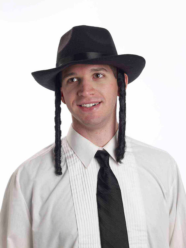 Rabbi Netanyahu Hat with Payes Costume Accessory