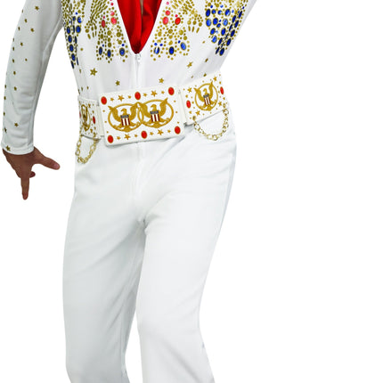 Aloha Deluxe Elvis White Jumpsuit Adult X-Large