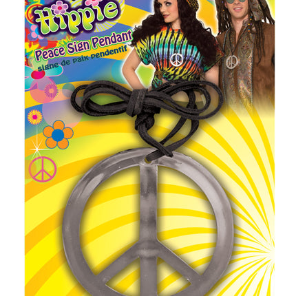 Hippie Peace Sign Medallion 1960's Peace Symbol Groovy Necklace
