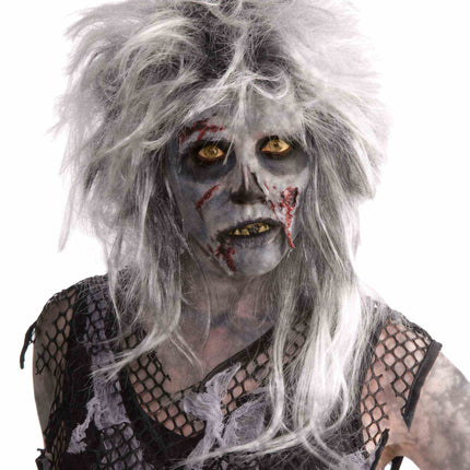 Gray Wild Zombie Messy Style Adult Costume Wig