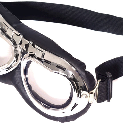 Black and Silver Steampunk Aviator Googles Eyewear