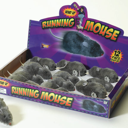 Wind Up Furry Gray Mouse Toy Prop