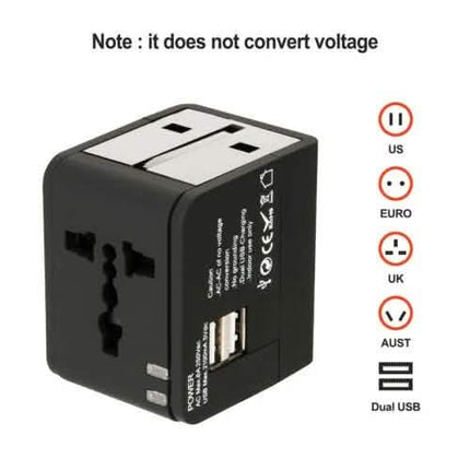 US EU UK AU Travel Universal Adapter USB Charger Type-C AC Wall Plug Converter