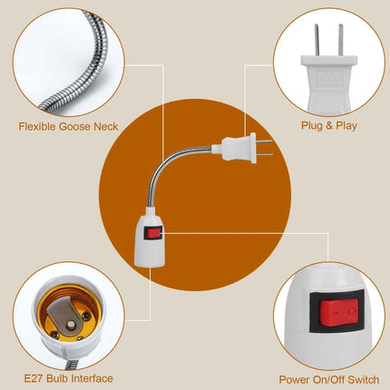 US Plug Extension Light Socket with On/Off Switch