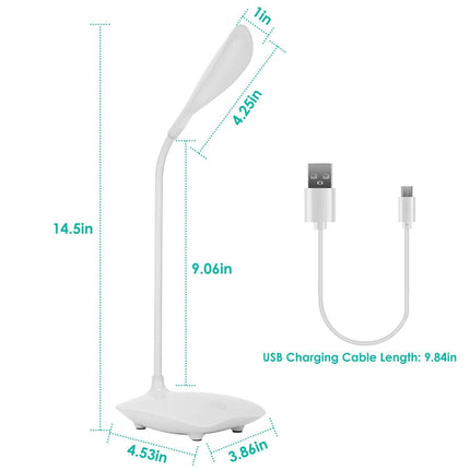 USB Rechargeable Table Lamp Dimmable LED Flexible Gooseneck Desk Light