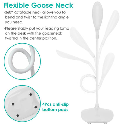 USB Rechargeable Table Lamp Dimmable LED Flexible Gooseneck Desk Light