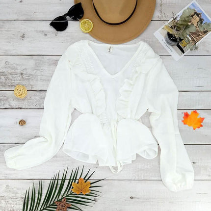 V-Neck Ruffle Blouse