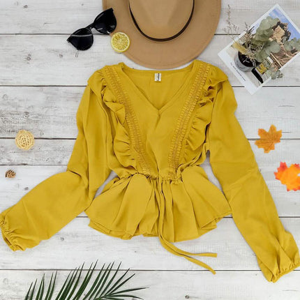 V-Neck Ruffle Blouse