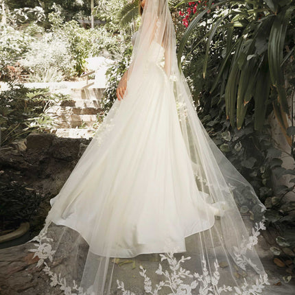 Spring Bouquet Bead Edge Cathedral Veil