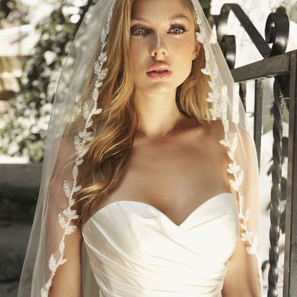 Spring Bouquet Bead Edge Cathedral Veil