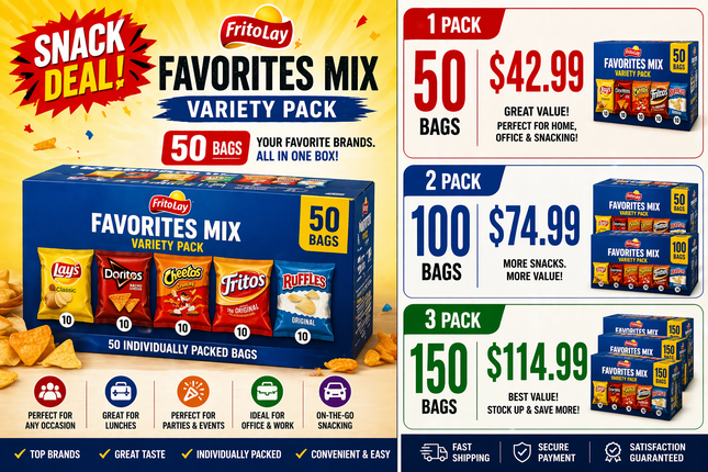 Frito-Lay Favorites Mix Variety Pack (50 Bags) – Lay’s, Doritos, Cheetos & More Snack Box