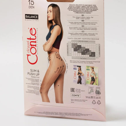 Tights Conte Balance 15 Den - Push-Up Effect