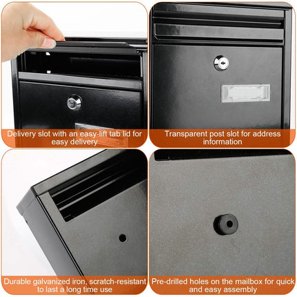 Wall Mount Mailbox Lockable Galvanized Iron Letter Post Box