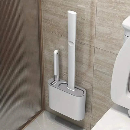 Wall-Mounted Toilet Brush Holder with Long Handle