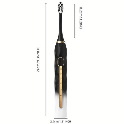 Waterproof USB Rechargeable Electric Toothbrush with 10 Replaceable Toothbrush Heads, Charger and Case
