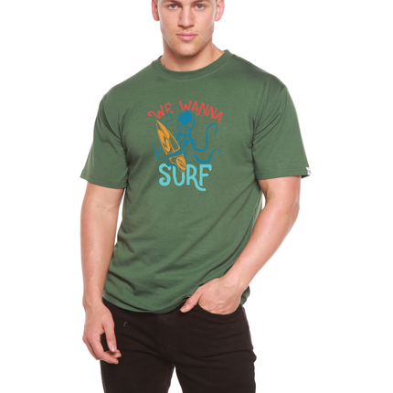We Wanna Surf Men's Bamboo Viscose/Organic Cotton Short Sleeve Graphic T-Shirt
