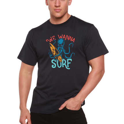 We Wanna Surf Men's Bamboo Viscose/Organic Cotton Short Sleeve Graphic T-Shirt