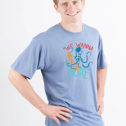 We Wanna Surf Men's Bamboo Viscose/Organic Cotton Short Sleeve Graphic T-Shirt