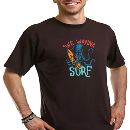 We Wanna Surf Men's Bamboo Viscose/Organic Cotton Short Sleeve Graphic T-Shirt
