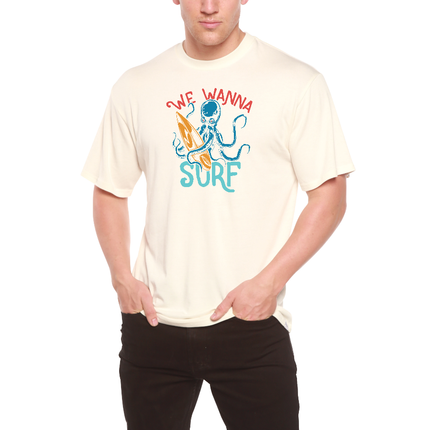 We Wanna Surf Men's Bamboo Viscose/Organic Cotton Short Sleeve Graphic T-Shirt