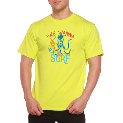 We Wanna Surf Men's Bamboo Viscose/Organic Cotton Short Sleeve Graphic T-Shirt
