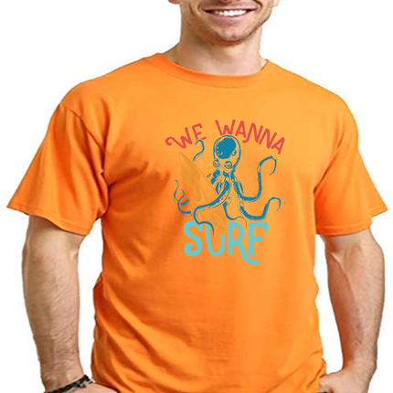 We Wanna Surf Men's Bamboo Viscose/Organic Cotton Short Sleeve Graphic T-Shirt