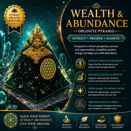 Handmade Orgonite Crystal Pyramid – Energy Healing Decor for Balance, Protection, Love & Prosperity
