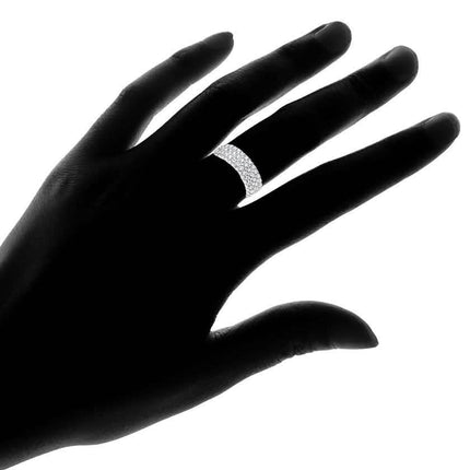 White Gold Plated Five Row Eternity Ring - Assorted Sizes