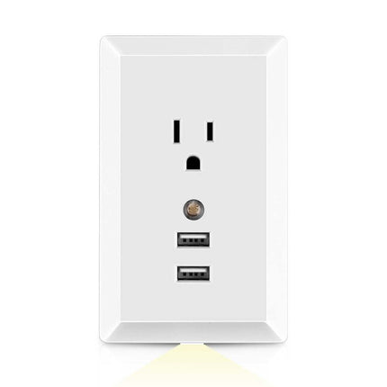 White Light Sensor Dual USB Wall Outlet