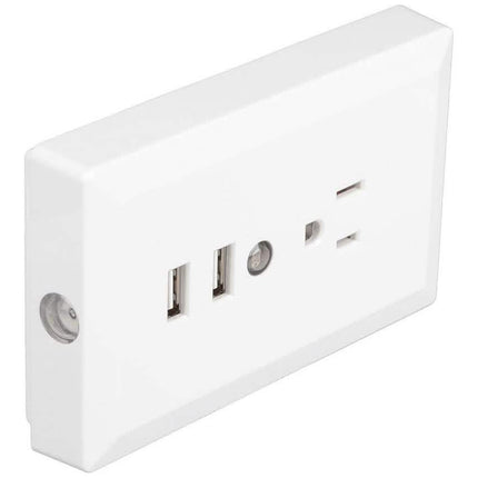 White Light Sensor Dual USB Wall Outlet