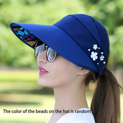 Wide Brim Sun Visor Foldable Picnic Hat Beach UV Protection Scallop Cap