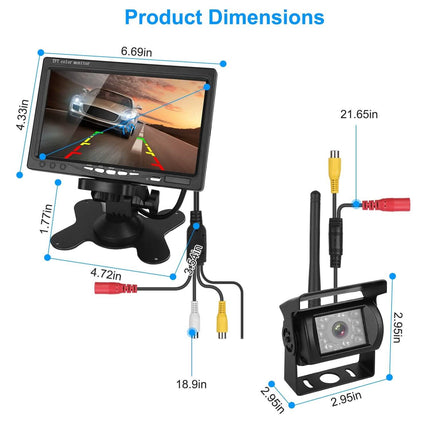 Wireless Backup Camera System Vehicle Rear View Monitor Kit