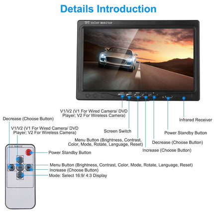 Wireless Backup Camera System Vehicle Rear View Monitor Kit