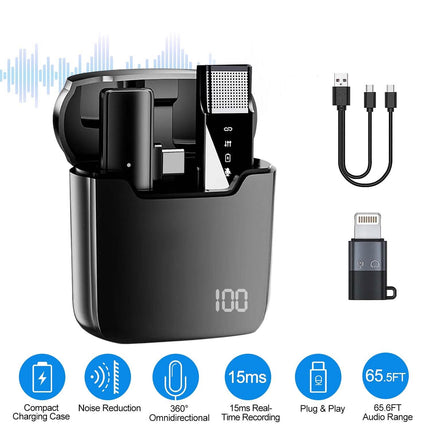 Wireless Clip On Microphone with Charging Case