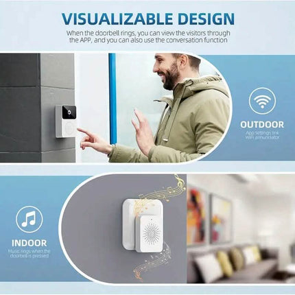 Wireless Smart Video Doorbell Camera with Night Vision and Motion Alerts