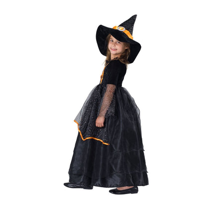 Kids Witch Costume with Classic Dress, Hat and Magical Details