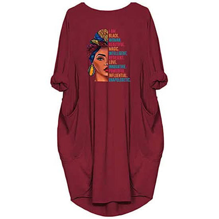 Woman's Long Sleeve Loose Pocket Oversize Tunic Dress