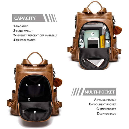 Women Backpack Purse PU Leather Anti-theft Casual Shoulder Bag