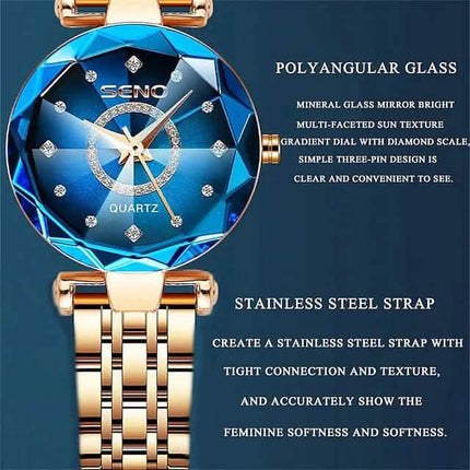 Women Golden and Silver Classic Quartz Watch