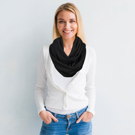 Women Lightweight Infinity Scarf With Pocket Loop Zipper