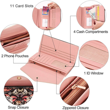 Women Wallet Soft Leather Trifold Clutch Purse
